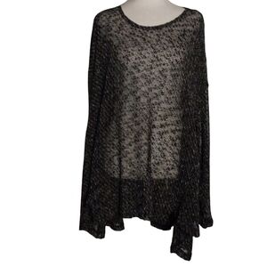 Alembika Black & Gray Oversized Open Knit Drop Shoulder Sweater Size XL